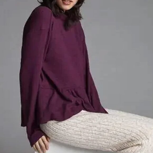 Pilcro Mockneck Ruffle Peplum Sweater - Picture 1 of 9